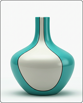 Modern teal and white ceramic vase